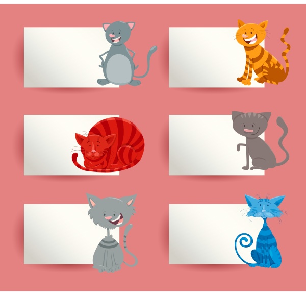 cats and kittens cartoon cards design