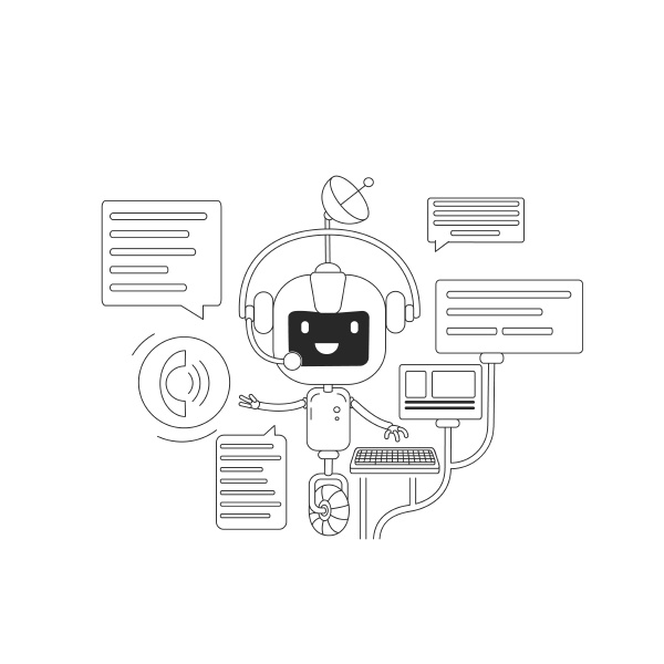 chatbot communication app thin line concept