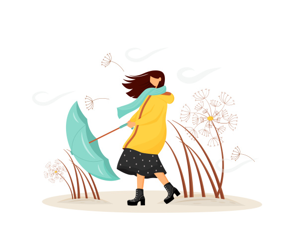 windy weather flat concept vector illustration