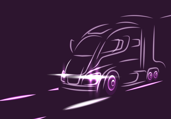 neon silhouette of a truck on