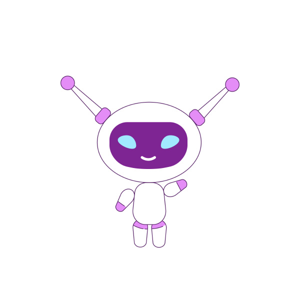 cute modern robot violet linear object