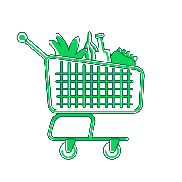 shopping cart green linear object