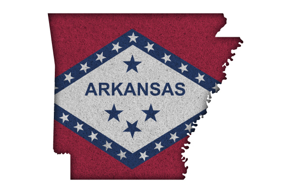 map and flag of arkansas on