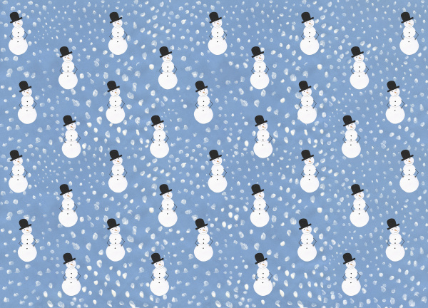 illustration snowman and snow pattern on