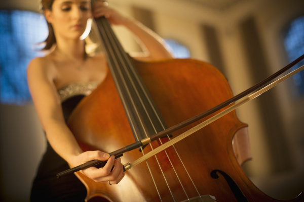 double bassist performing