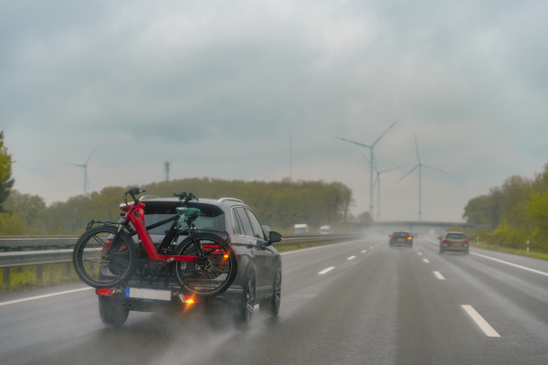 motorway during rain car with