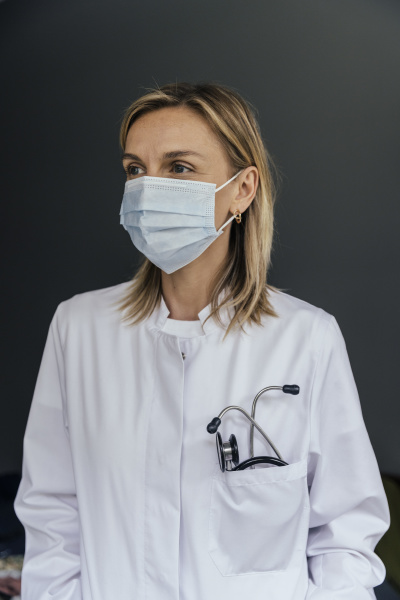 portrait of doctor wearing protective mask