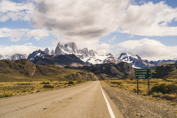 argentina empty asphalt highway toward