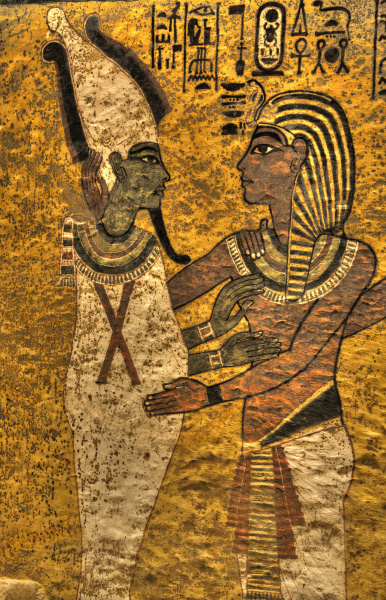 king tut with goddess osiris