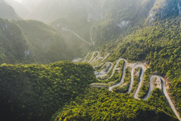 extreme winding road with sharp switchbacks