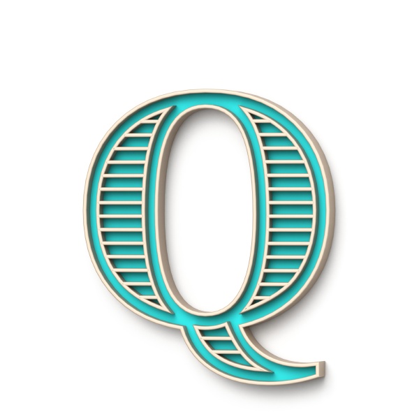 classic old fashioned font letter q