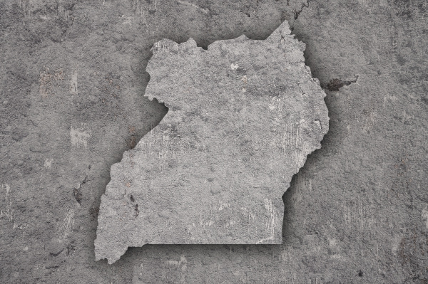 map of uganda on weathered concrete