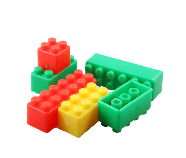 plastic building blocks toy isolated on