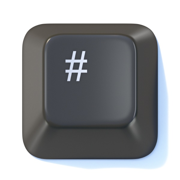 black computer keyboard hashtag key 3d