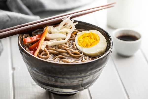 asian noodle soup with soba noodles