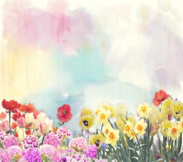 watercolor flowers digital illustration