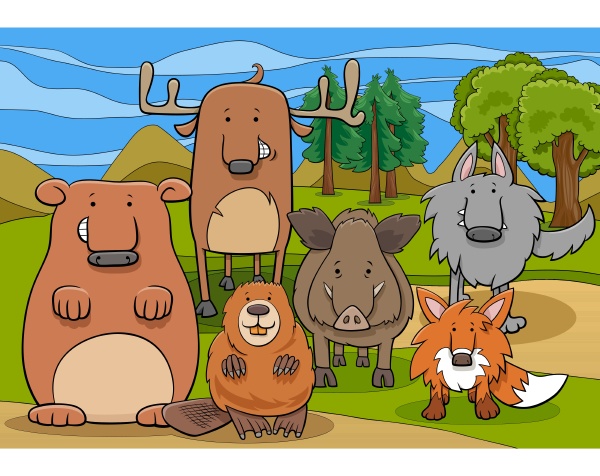 wild mammals animal characters group cartoon