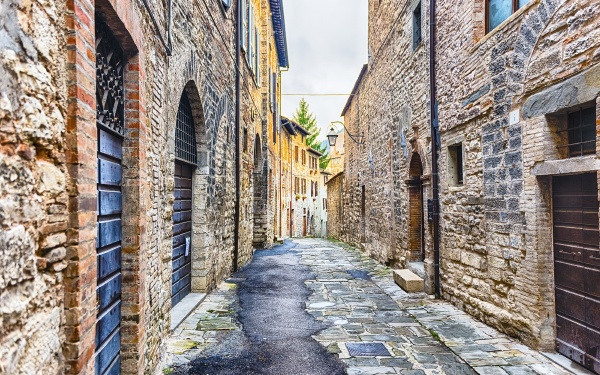 scenic streets of the medieval town