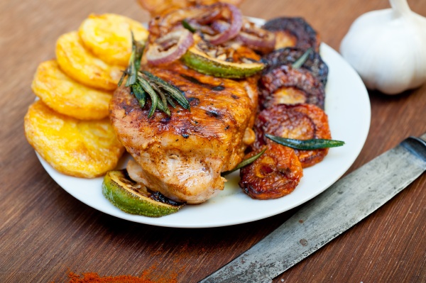 roasted grilled bbq chicken breast with