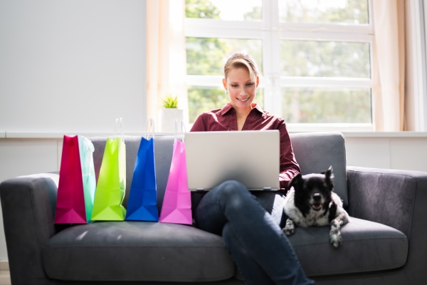 ecommerce online shopping on sofa