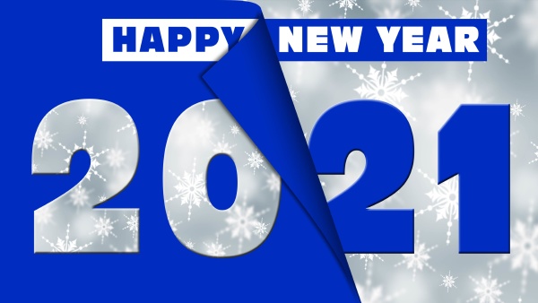 year change 2021 with lettering happy