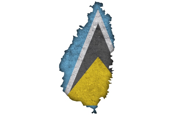 map and flag of saint lucia