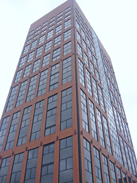 modern skyscraper with equal windows standing