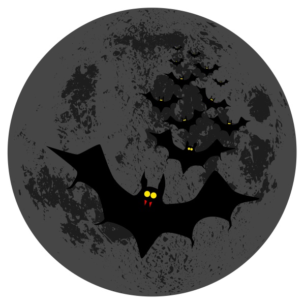 vampire bats against the dark moon