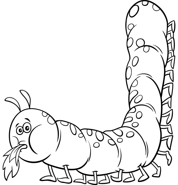 caterpillar cartoon character coloring book page - Royalty free image ...