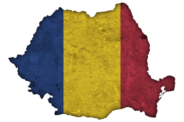 map and flag of romania on