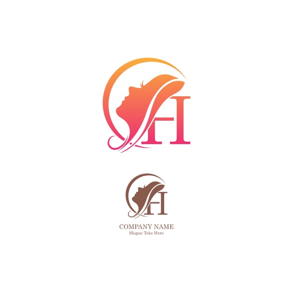 beautiful face logo letter h icon