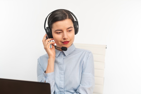 businesswoman working with headphone