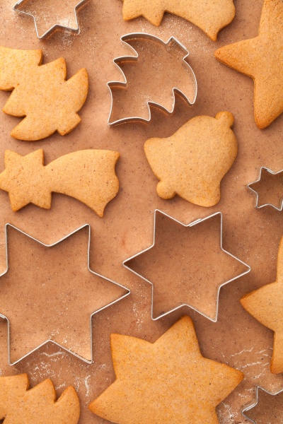sweet christmas background with homemade gingerbreads