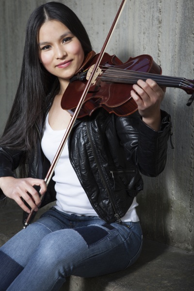 portrait of young female asian violinist