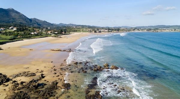 aerial view of sandy coastal beach