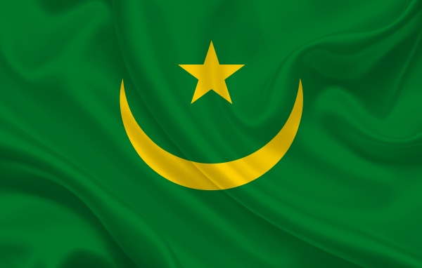 mauritania country flag on wavy silk