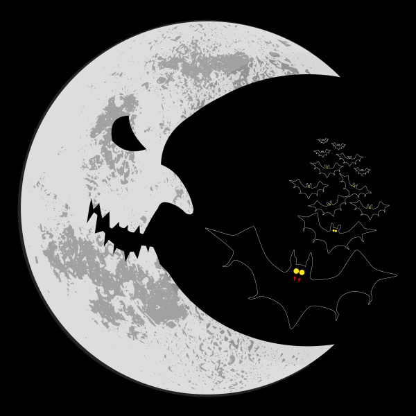 scary moon and bats