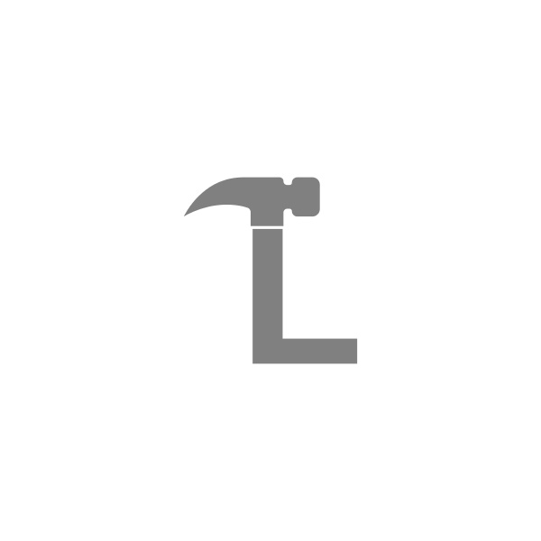 letter l and hammer combination icon