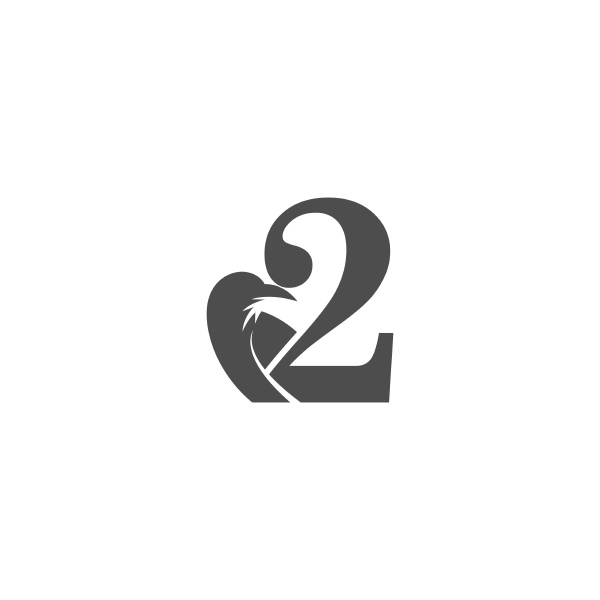 number 2 and crow combination icon