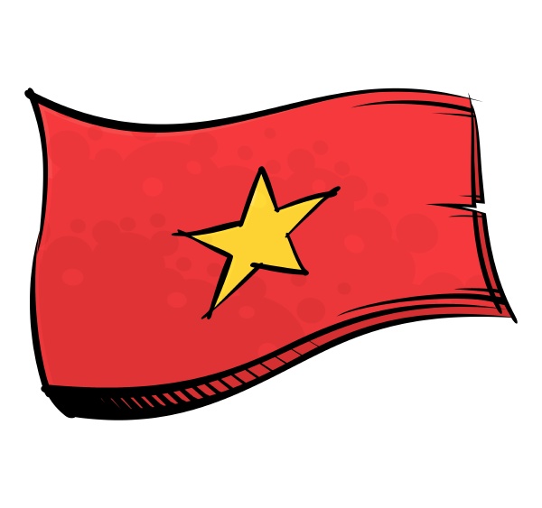 painted vietnam flag waving in wind