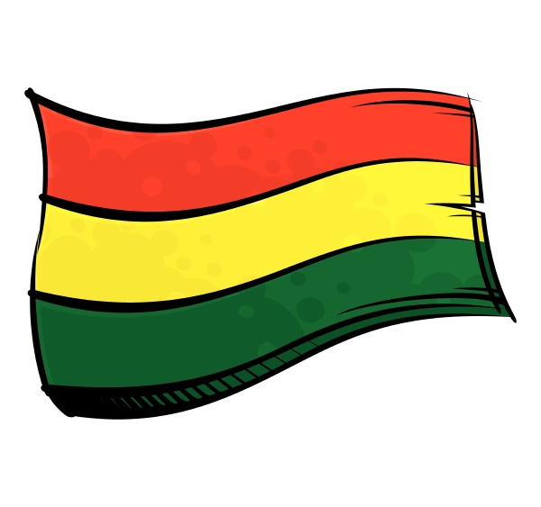 painted bolivia flag waving in wind