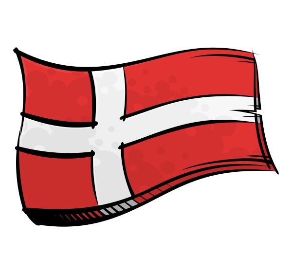 painted denmark flag waving in wind