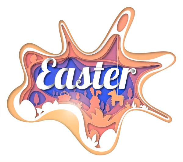 vector easter in paper art style