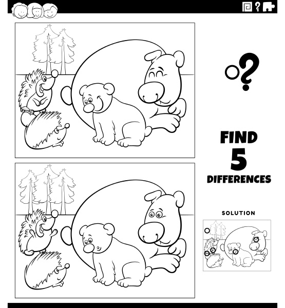 differences game with bears and hedgehogs