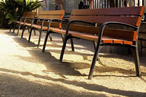 empty benches in a row