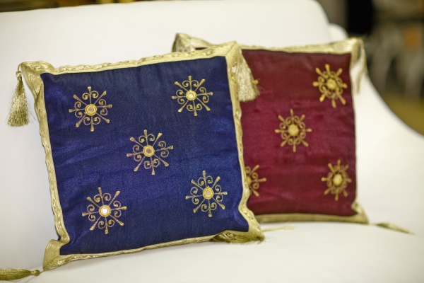 close up of cushions on a