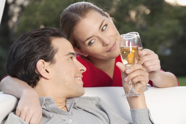 couple toasting with champagne glasses