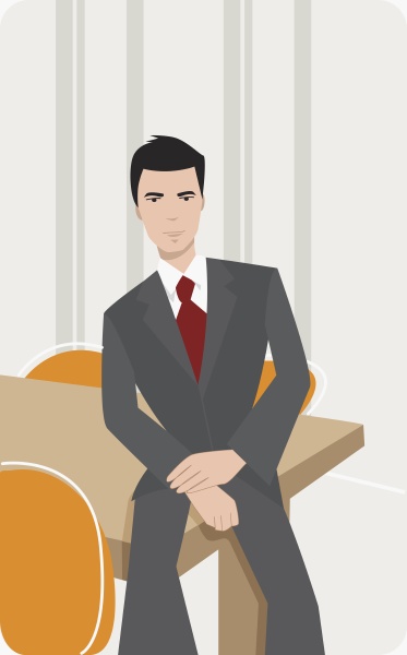 businessman sitting on the table in
