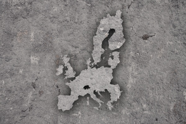 map of european union on weathered
