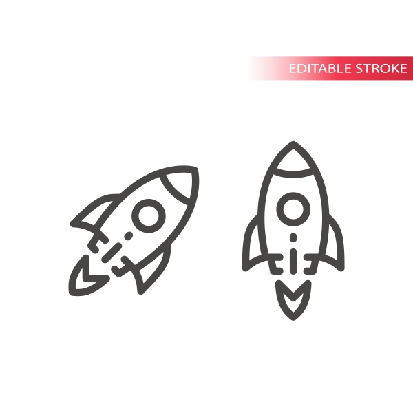rocket shuttle line vector icon